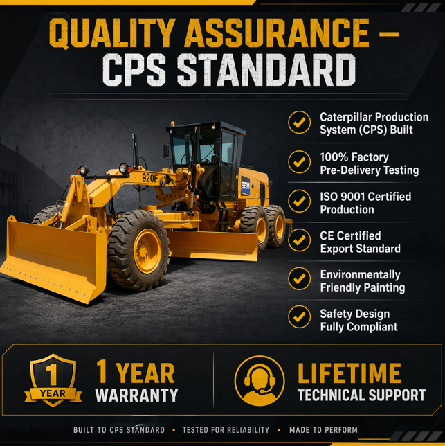 SEM920F F‑Series Tier 2 รถเกรดถนน เครื่องยนต์ SDEC ระบบไฮดรอลิกแบบ Load-sensing